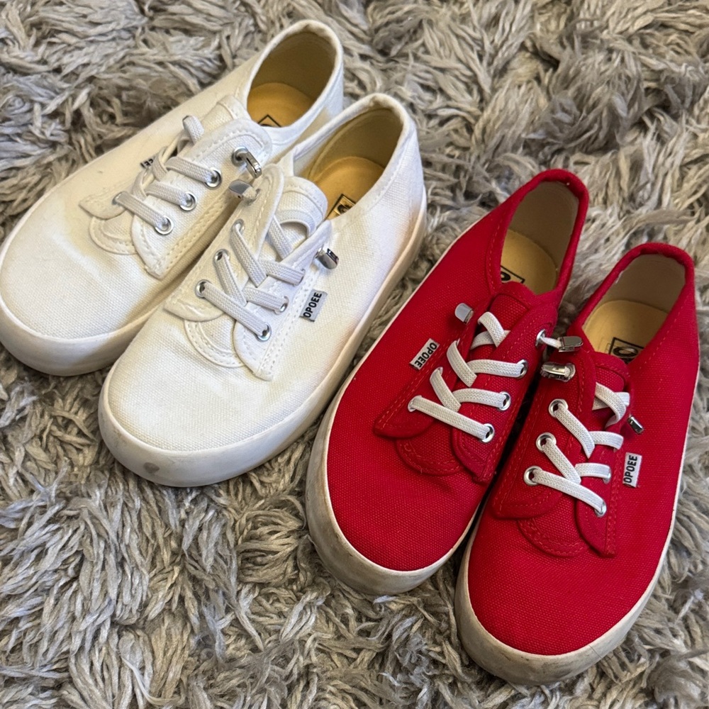 2 Pairs - Kids Red and White Sneakers